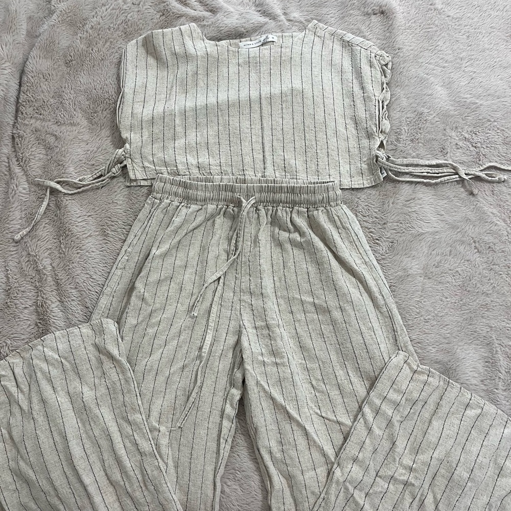 Striped Beige Jumpsuit